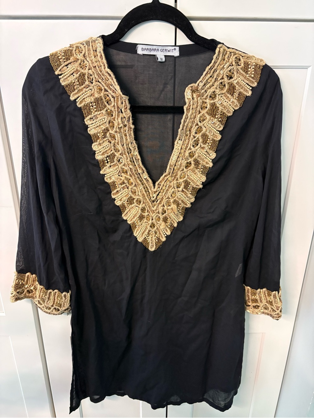 Barbara Gerwit Black Tunic with Gold Sequin Embellishment